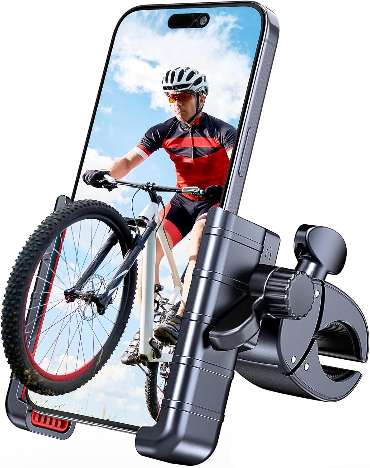 Uniwit Bike Phone Mount Holder-[1s Lock][Camera Friendly] Motorcycle Phone Holder Handlebar Clamp for Stroller Scooter Bicycle, 360°Rotate Phone Mount for iPhone & Other 4.5-7 Inches Smartphone.