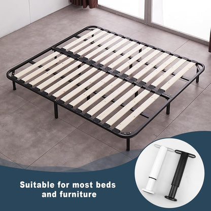 Riobby Slatted Base Feet, Adjustable Metal Legs Bed Support Legs for Furniture, Central Bed, Suitable for Cabinets, Sofa Beds, Retractable 18-33cm (Black 2 Pieces)
