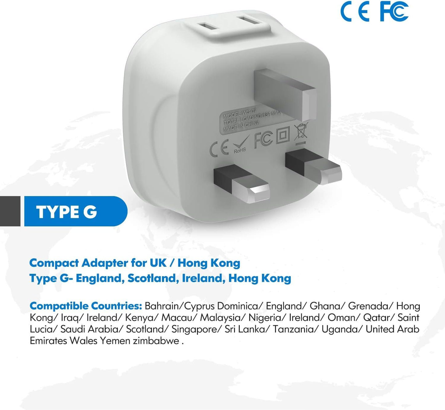 3 Pack UK Ireland Travel Plug Adapter, VINTAR International Power Adaptor with 2 AC Outlets, 2 in 1 Canada to UK Plug Adapter for USA to British England Scotland Irish London Hong Kong (Type G)
