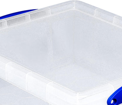 Really Useful Box Stackable 8.1 Liter Plastic Storage Container Bin with Snap Lid & Built-In Clip Lock Handles for Home & Office Organization (2 Pack)