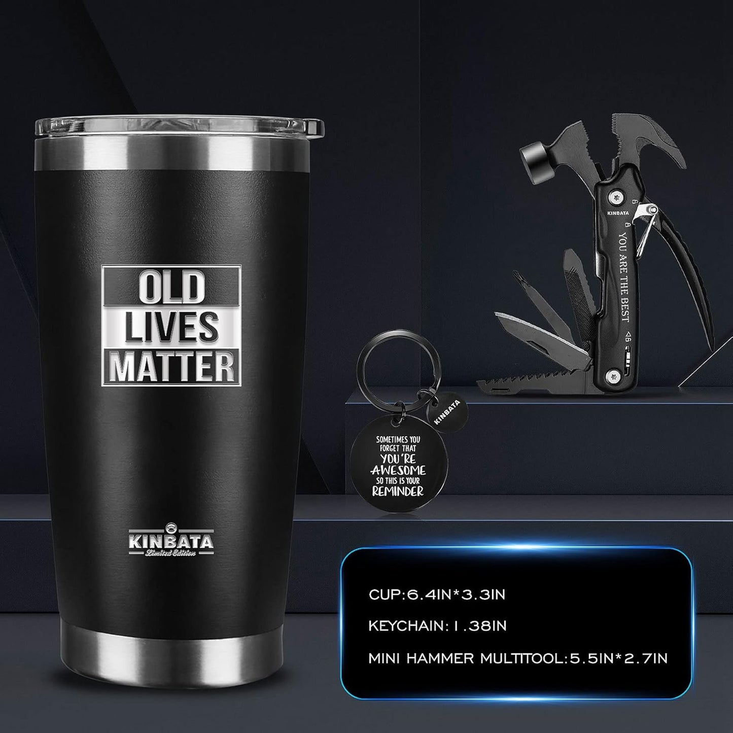 Birthday Gifts for Men-Fathers Day Best Gifts for Dad Retirement Gifts for Men Old Lives Still Matter Gifts for Him Grandpa Uncle Unique Presents Ideas Tumbler Multitool