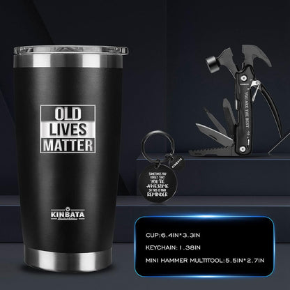 Birthday Gifts for Men-Fathers Day Best Gifts for Dad Retirement Gifts for Men Old Lives Still Matter Gifts for Him Grandpa Uncle Unique Presents Ideas Tumbler Multitool