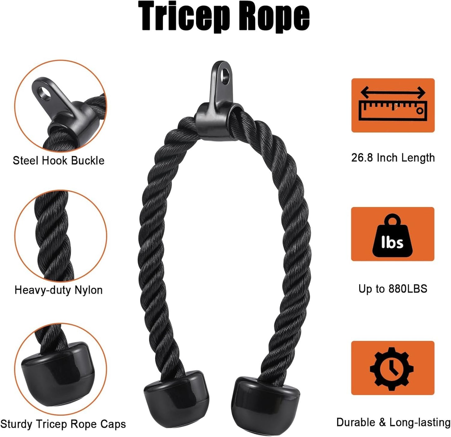 Workout Cable Machine Attachment for Home Gym, SERTT LAT Pulldown Attachments, Cable Accessories for Weight Training, Straight Pull Down Bar, Tricep Rope, Double D Row Handle