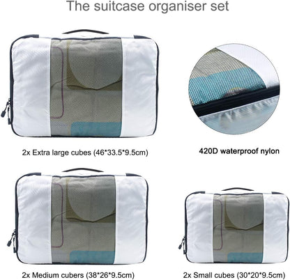 Suitcase Organizer Set of 6 for Suitcases, Travel Travel Organizer Bag Cubes, Perfect Travel Luggage Organizer Suitable for Travel/Business/Outdoor