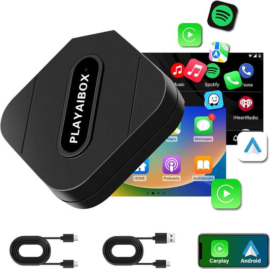 Carplay Wireless Adapter Android Car Wireless Adapter 2 in 1 Design, Bluetooth 5.0 Adapter Wireles-s Android Car Fast Connection Transmission with Plug and Play Mini Design