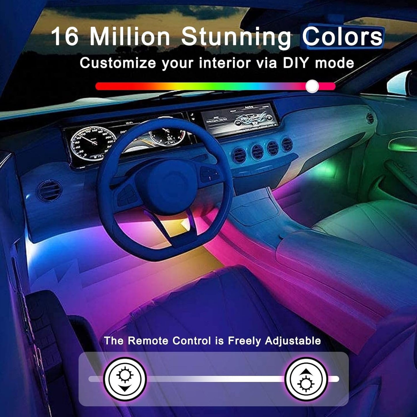 Car LED Lights, Car Accessories for Women,Smart Interior Lights with App Control, RGB Inside Car Lights with DIY Mode and Music Mode,with USB Port, Gifts for Men,12V