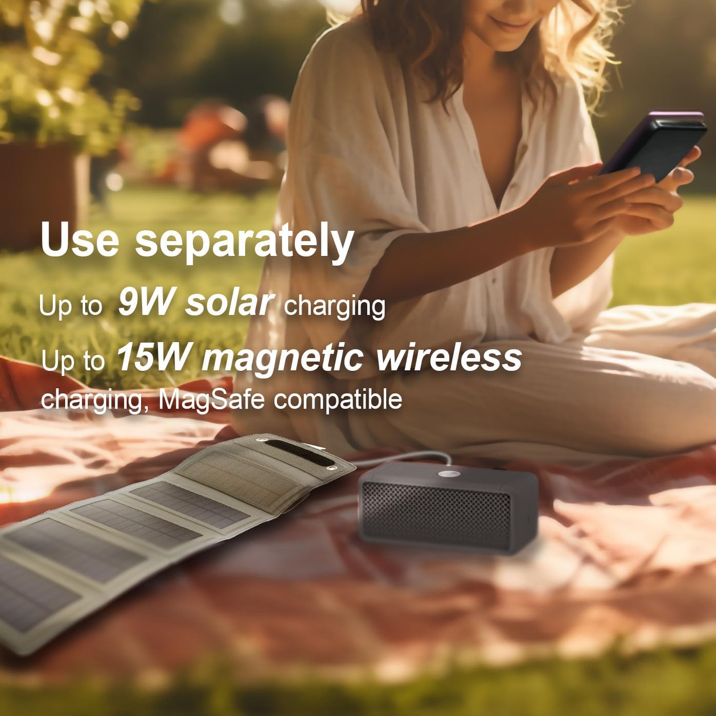 innowa 2-in-1 Solar Charger Power Bank, 9W High Efficiency Detachable Solar Panel, 10000mAh Portable Battery Pack, 15W Wireless, 20W PD, 18W QC3.0 Fast Charging, Dual USB for Hiking