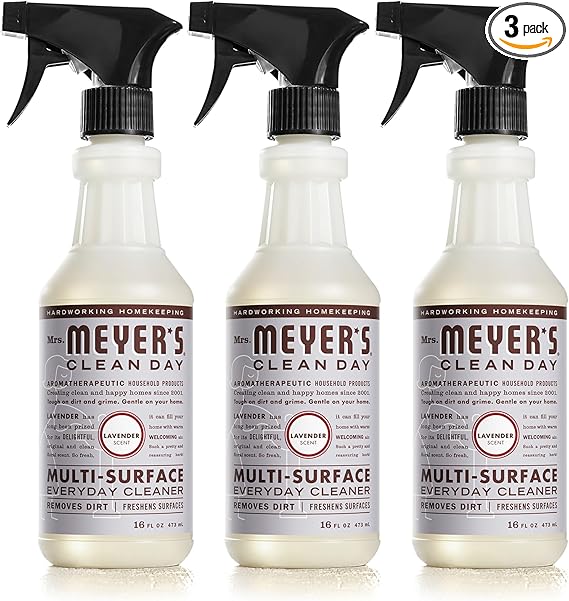 MRS. MEYER'S CLEAN DAY Multi-Surface Everyday Cleaner, Cruelty Free Formula, Lavender Scent, 16 oz- Pack of 3