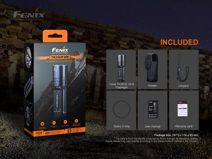 Fenix TK35UE V2.0 5000 Lumen Tactical Flashlight with 400m Beam – IP68 Waterproof Led Torch with Tactical & Duty Modes Flashlight Powered by 2 Batteries (Not Included)