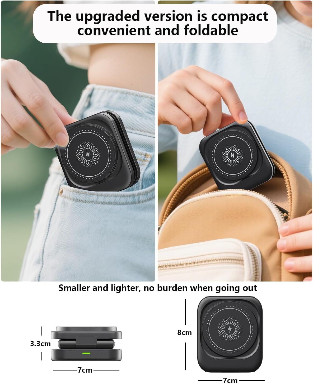 3 in 1 Wireless Charger,Magnetic Foldable Fast Wireless Charger Station Compatible with iPhone 15/14/13/12/Pro/Plus/Pro Max,5W for Apple Watch 9/8/7/6/5/4/3/2/SE/Ultra 2, AirPods 3/2/Pro (Black)