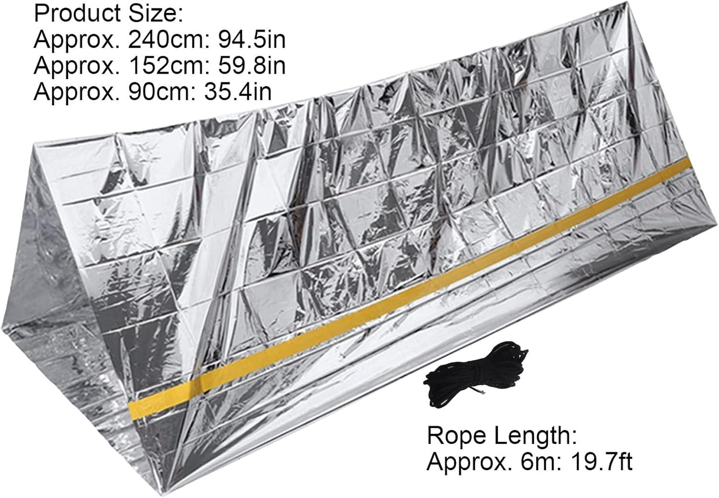 Emergency Space Blankets, Emergency Tent Reusable Foldable Lightweight PET Aluminum Film Thermal Blanket Survival Shelter for Hiking Camping