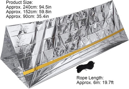 Easy to Install Emergency Blanket Tent, Portable Thermal Survival Shelter for Running Camping, Compact Reusable Tent