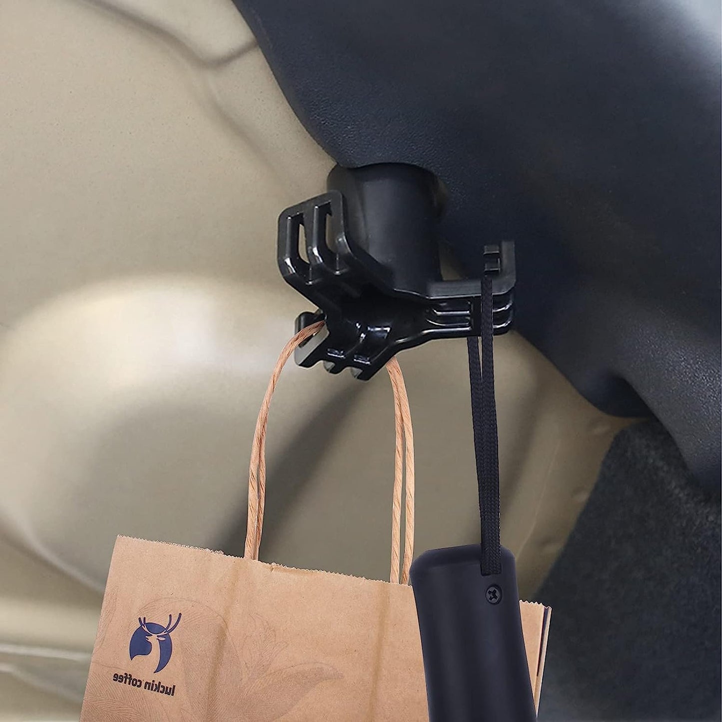 Car Trunk Hook 2 Pieces ABS Trunk Shopping Bag Hook, Interior Car Hanging Luggage Hook Accessories for Tesla Model 3, Black