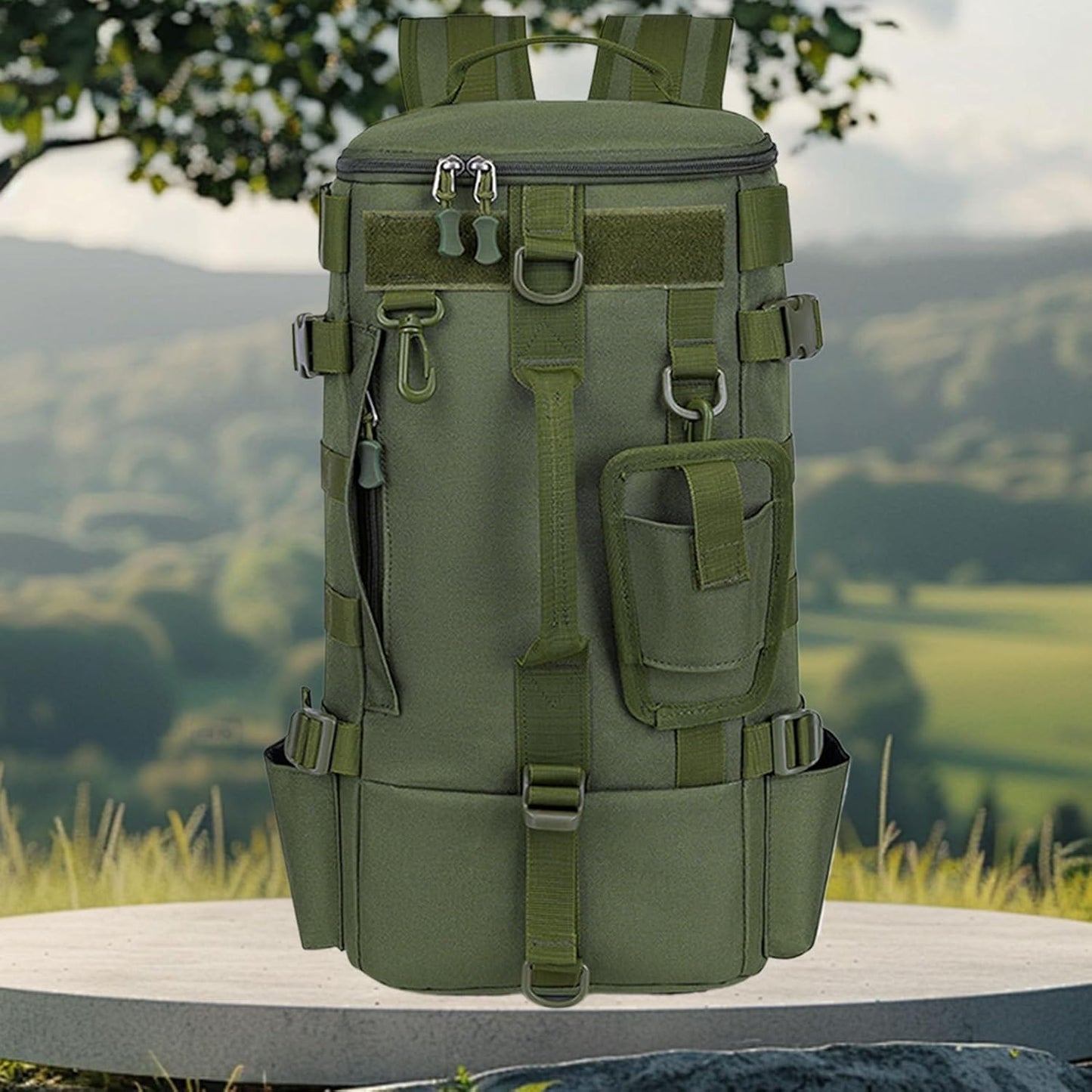 zwxqe Waterproof Fishing Gear Backpack, Tackle Storage Rucksack with Rod Holder, Outdoor Adventure Daypack for Hiking Motorcycle Travel Kayak Excursions Beach Outings and Camping