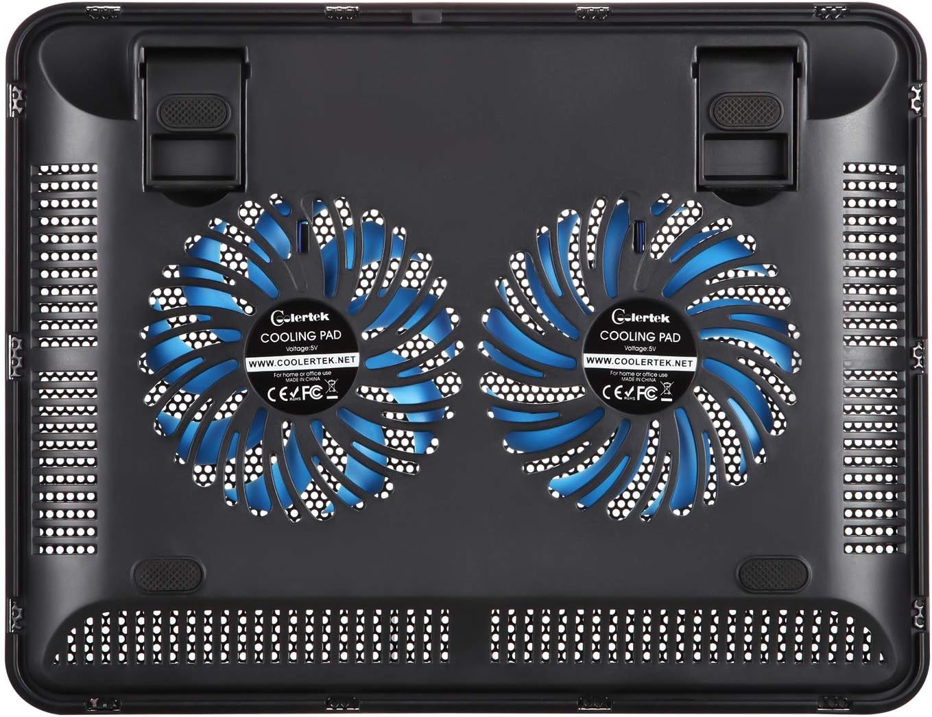 Laptop Cooling Pad, Coolertek Portable Slim Quiet Laptop Notebook Cooler Cooling Pad Stand with 2 Blue LED Fans, USB Powered, Adjustable Angled, Fits 11-14 Inche