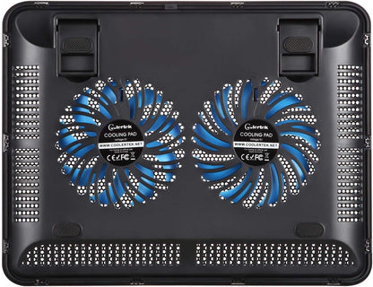 Laptop Cooling Pad, Coolertek Portable Slim Quiet Laptop Notebook Cooler Cooling Pad Stand with 2 Blue LED Fans, USB Powered, Adjustable Angled, Fits 11-14 Inche