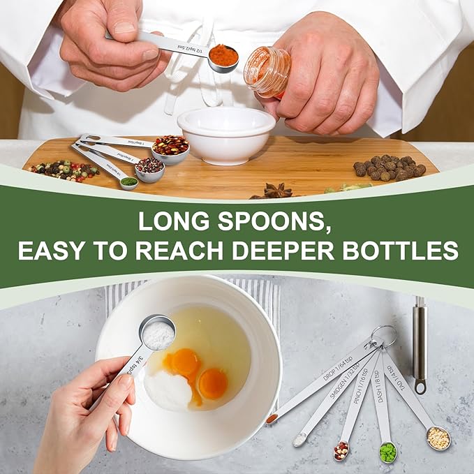 Measuring Cups and Spoons Set, 7 Stainless Steel Nesting Measuring Cups & 7 Spoons, 5 Mini Measuring Spoons & 2 Detachable Rings, Kitchen Gadgets for Cooking & Baking, Set of 21