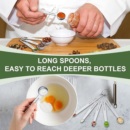 Measuring Cups and Spoons Set, 7 Stainless Steel Nesting Measuring Cups & 7 Spoons, 5 Mini Measuring Spoons & 2 Detachable Rings, Kitchen Gadgets for Cooking & Baking, Set of 21