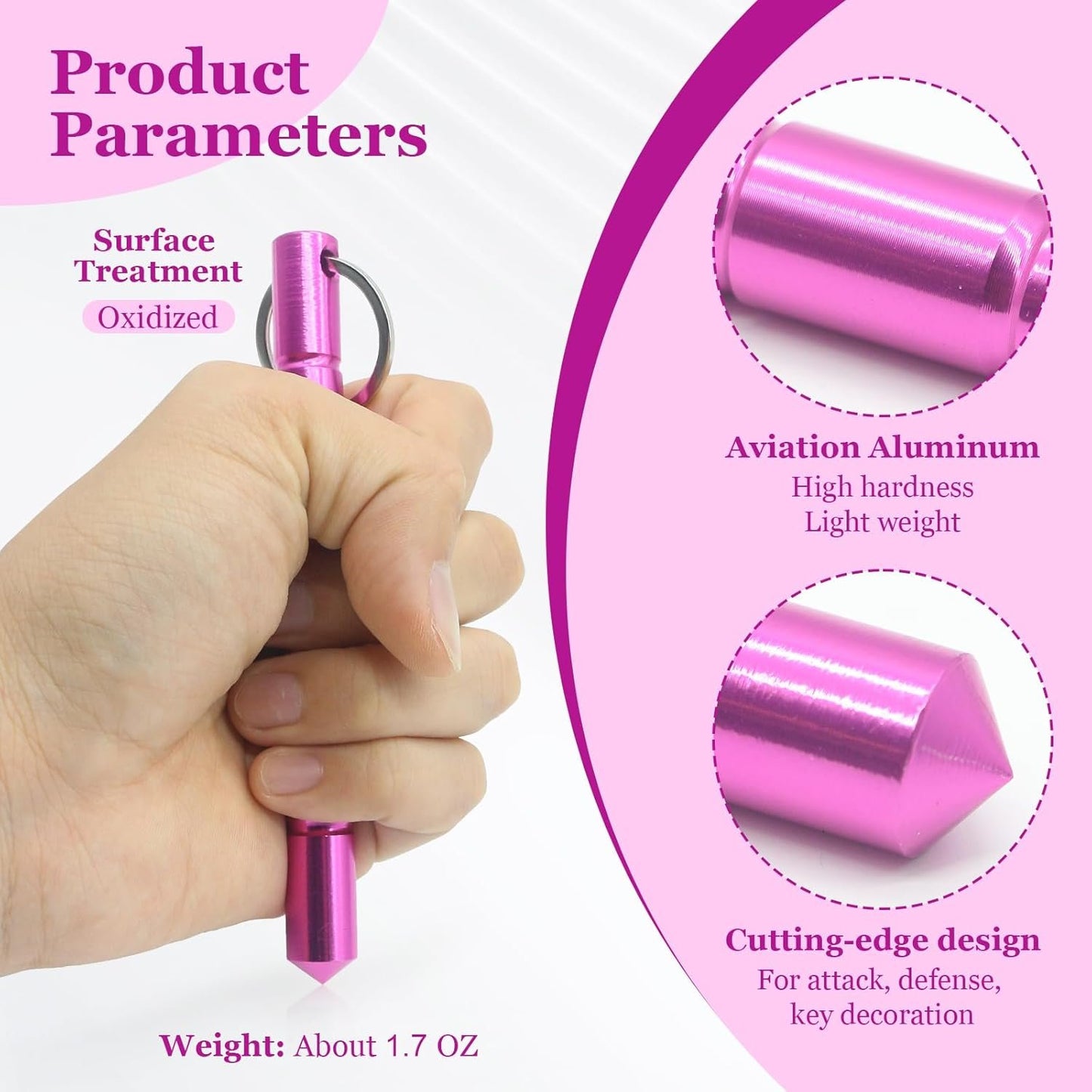 Safety Keychain Set for Women - Compact Personal Security Tool with Emergency Glass Breaker and Accessory Carabiner(3pcs), Powdered