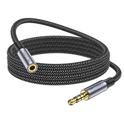 MOSWAG 3.5mm Extension Cable 6.6FT/2Meter Audio Male to Female Stereo Extension Adapter Nylon Braided Cord Compatible for Home/Car Stereos Smartphones Headphones Tablets Media Players and More