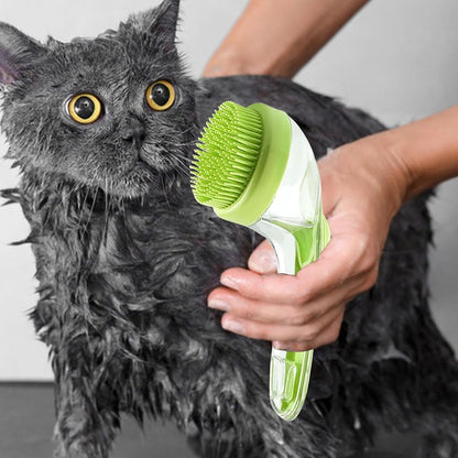 Pet Bath Brush, Dog Grooming Scrubber, Bristle Massage Tool with Anti Slip Handle,19cmx7.4 Inches Gentle Bathing Brush for Puppies, Cats, Horses, Spa Wash, Cleaning and De Shedding
