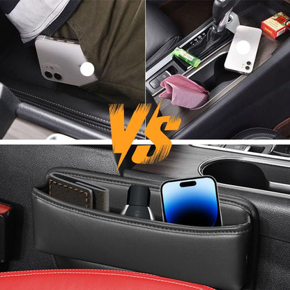 XINLIYA Car Seat Gap Filler Organizer, 2PCS Leather Multifunctional Vehicles Front Seat Storage Box for Keys Phone, Adjustable Automotive Interior Accessories, Universal for SUV, Truck (Black)