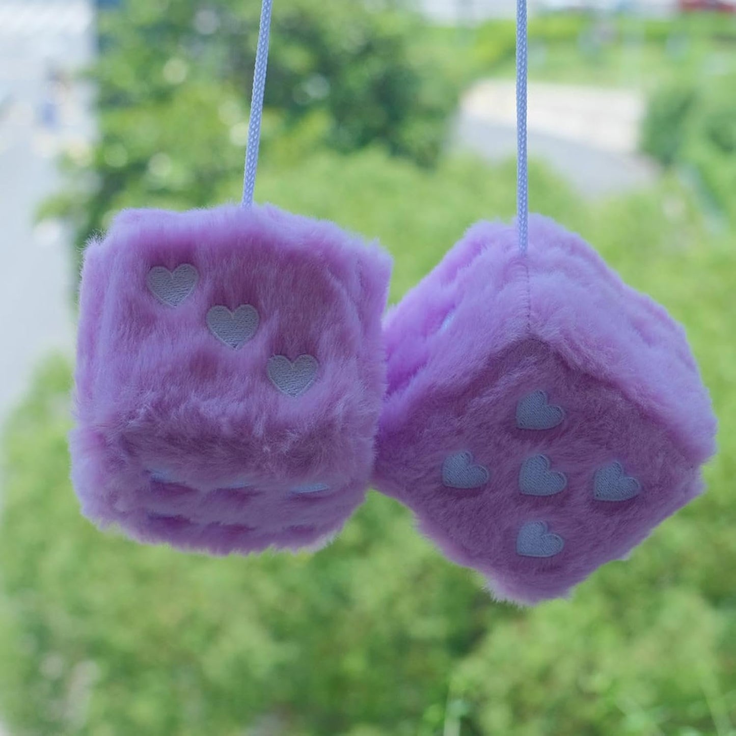 Car Interior Accessories Dice | 1 Pair Car Decorative Dice Pendant - Auto Plush Soft Dice Heart Embroidery Design for Door Handle Wall Decor