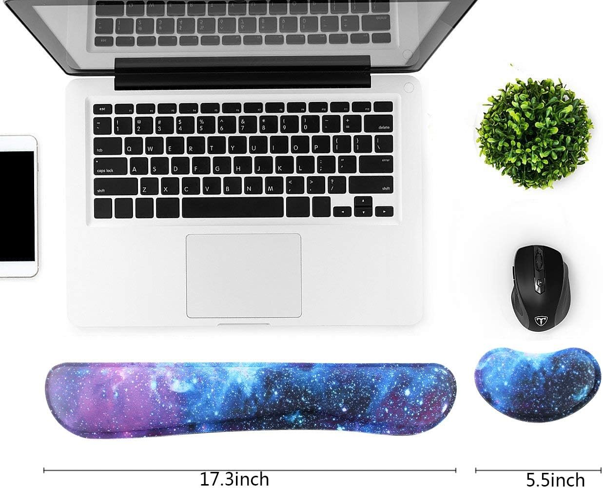 Wrist Rest for Computer Keyboard and Mouse Pad Support Memory Foam Set Easy Typing and Wrist Pain Relief Ergonomic Lightweight Anti-Skid Wrist Cushion for Office Gaming Laptop Mac (MPH-KM39)