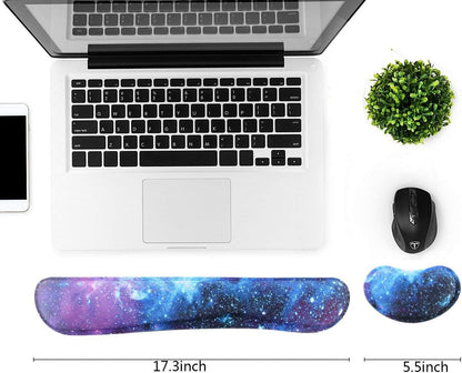Wrist Rest for Computer Keyboard and Mouse Pad Support Memory Foam Set Easy Typing and Wrist Pain Relief Ergonomic Lightweight Anti-Skid Wrist Cushion for Office Gaming Laptop Mac (MPH-KM39)
