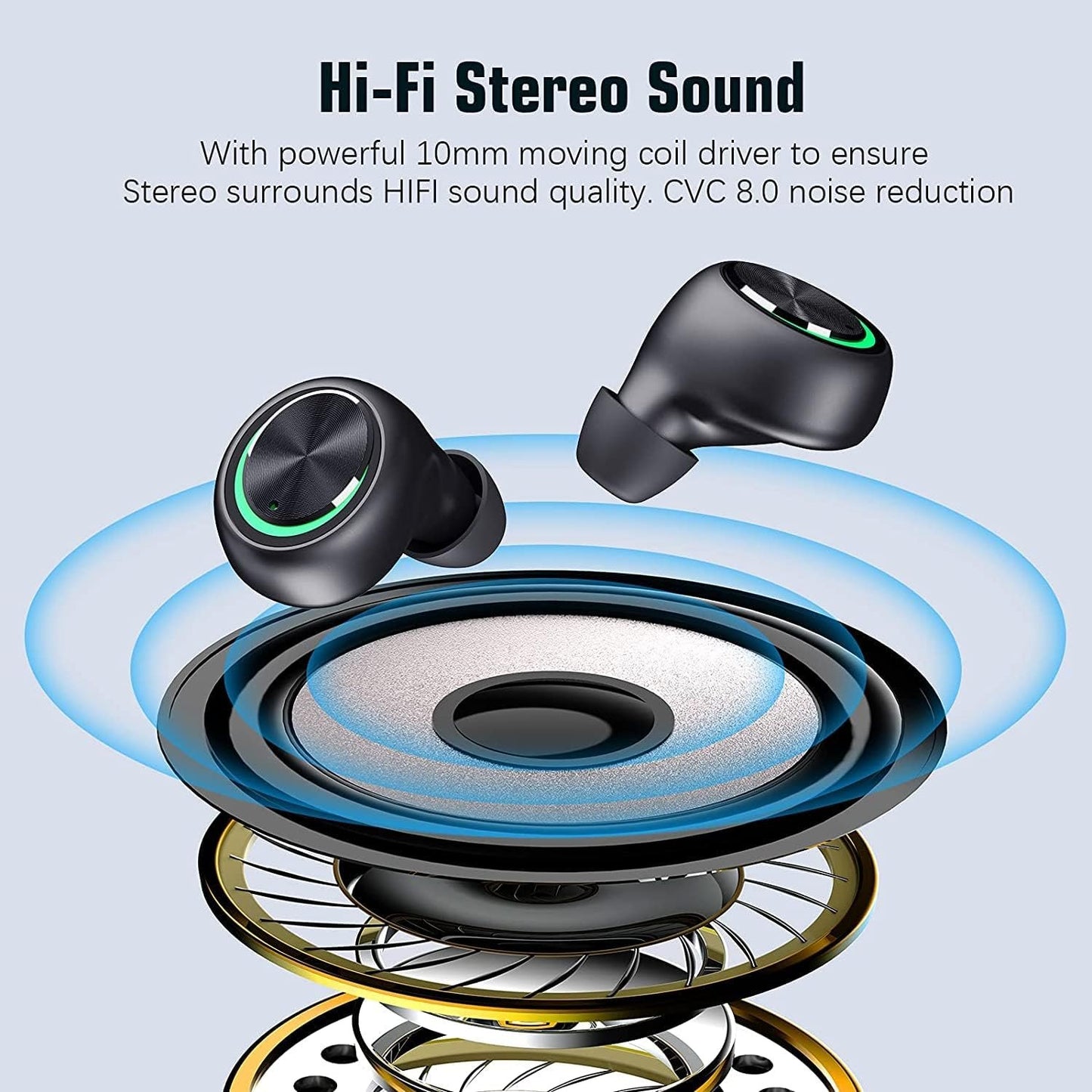 YIPUT Wireless Earbuds Bluetooth 5.3 Headphones 200 Hours Playtime with 2000mAh charg Case,in Ear Headest IP7Waterproof Noise Cancelling Built-in Mic,Big Bass LCD Display,for Sports/Working/Study