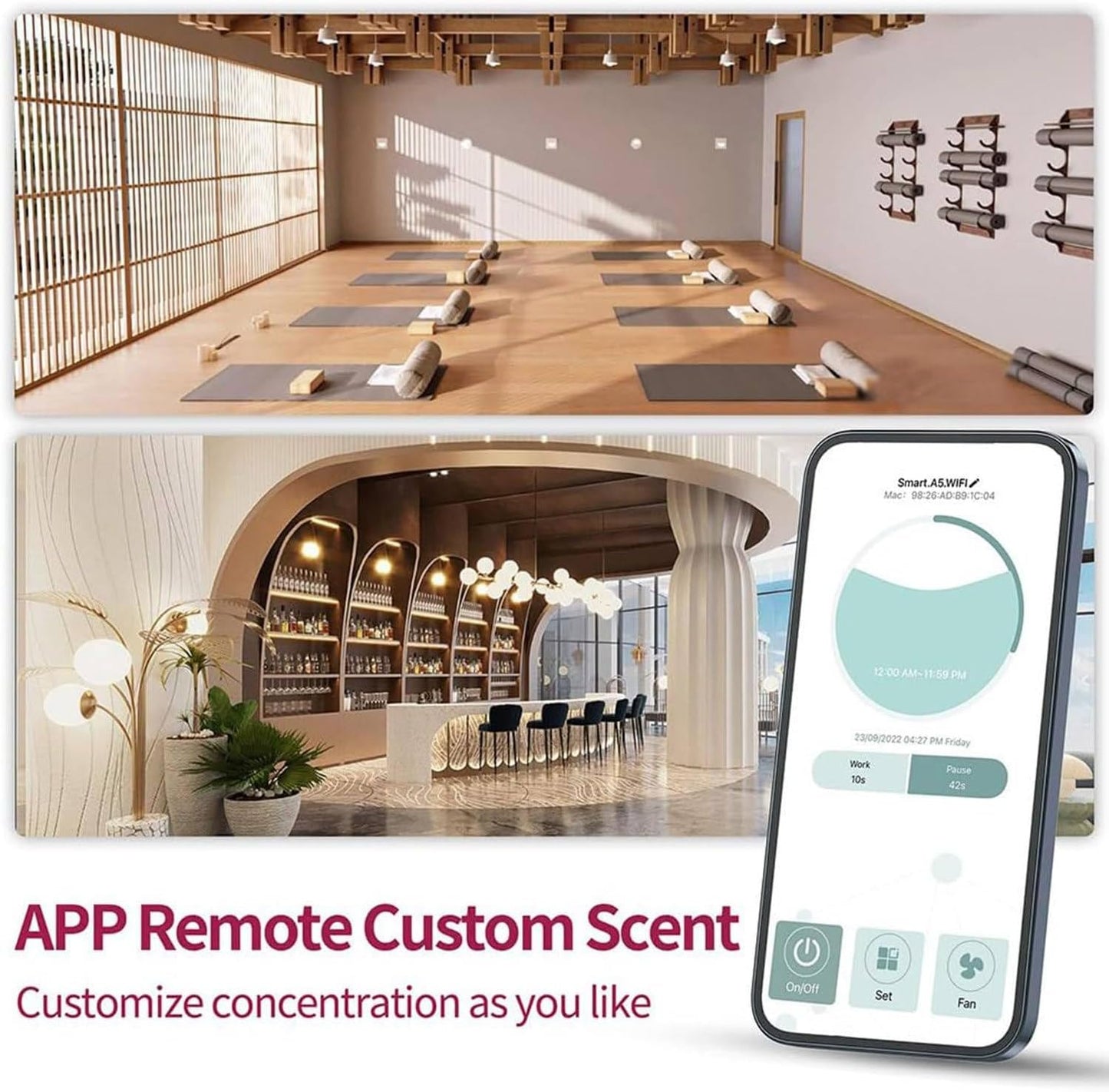 500 Ml Remote Control Scent Air Machine per La Casa, Diffusore Di Oli Essenziali Da 1500 Piedi Quadrati Diffusore Di Fragranze per Hotel Cold Air per Grandi Stanze, Ufficio, Da Pavimento,Black