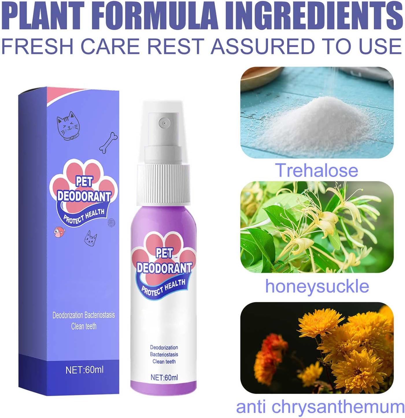 Pet Oral Spray, Teeth Cleaning Spray for Dogs & Cats, New Pet Teeth Cleaning Spray, Pet Breath Freshener Spray Care, Targets Tartar, Plaque Removing, Without Brushing, Eliminate Bad Breath, Pet Oral