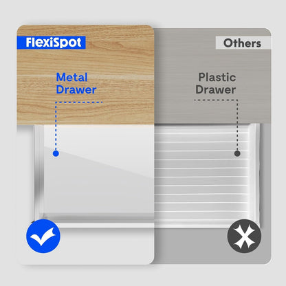 Flexispot Electric Height Adjustable Standing Desk with Drawer 48 x 24 Inch Tempered Glass White Desktop & Frame Home Office Computer Workstation (2.4A USB Charge Ports, Memory Controller, Child Lock)