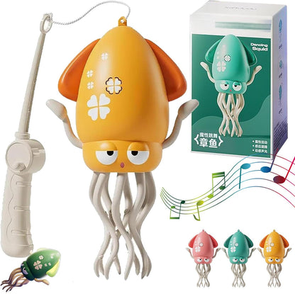 Electric Auto-Avoid Octopus, Electric Crawling Octopus Toy, Stress Relief Gift, with LED & Music, for Kids Indoor Play, Sensory & Motor Skill Development (Yellow)