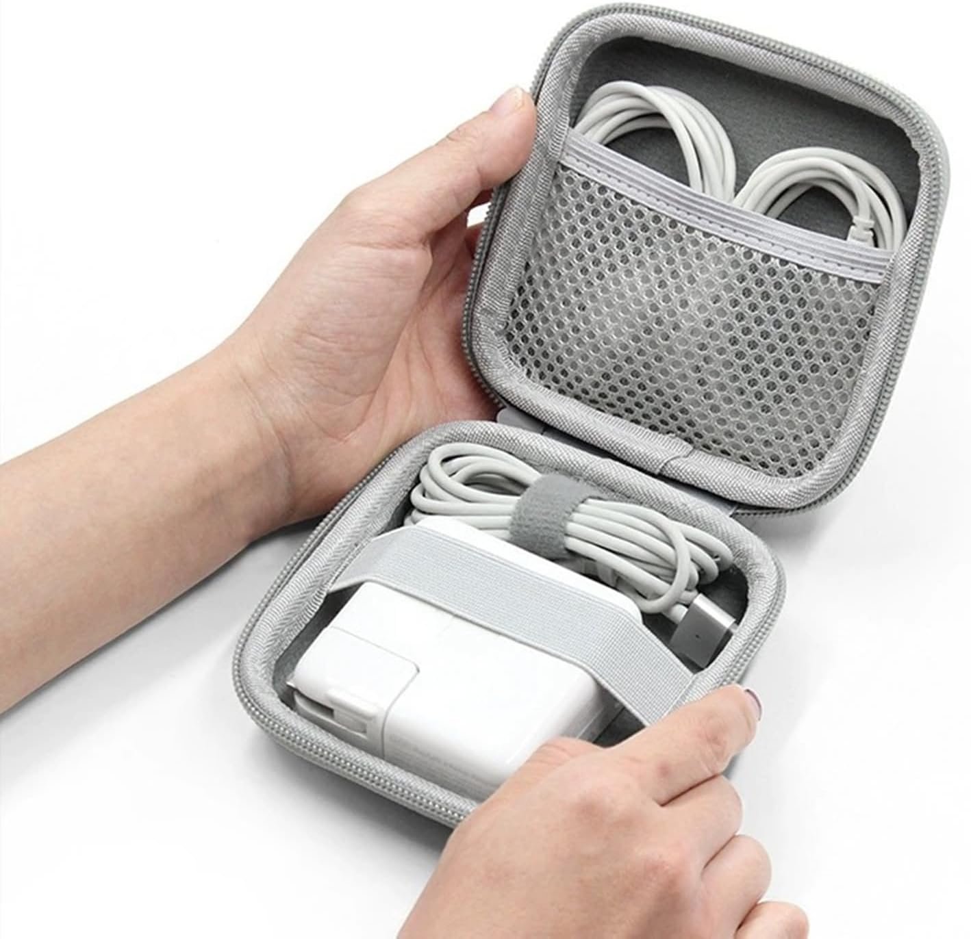 Charger Case for MacBook,Small Electronic Organizer Bag for New MacBook Air/Pro Power Adapter, Portable Pouch Travel Storage for Laptop Accessories, Magic Mouse, USB Drives, GoPro, Gadgets-Gray