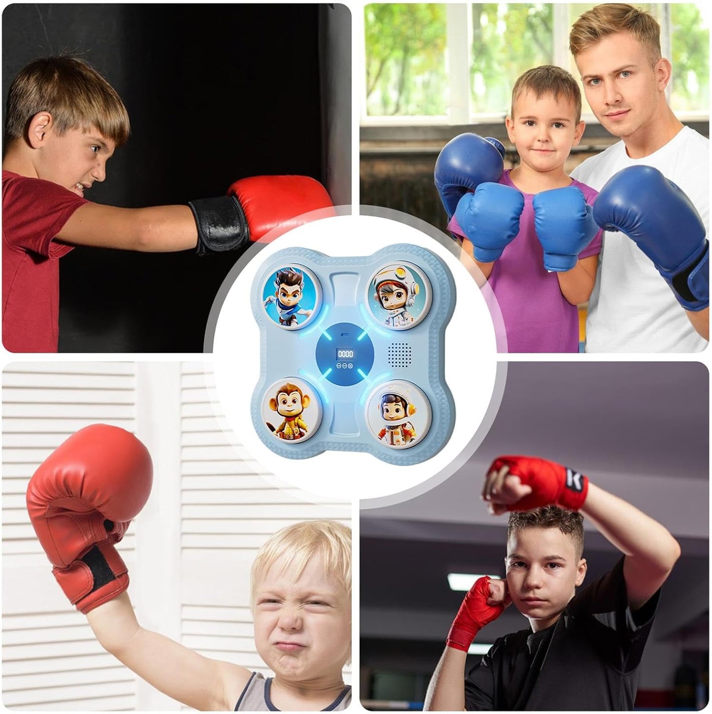Music Boxing Machine, Smart Punching Target Toys with Gloves, Wall-Mounted Boxing Workout Equipment for Kids and Teens, Interactive Boxing Toy for Stress Relief and Exercise, Fitness Training Gear
