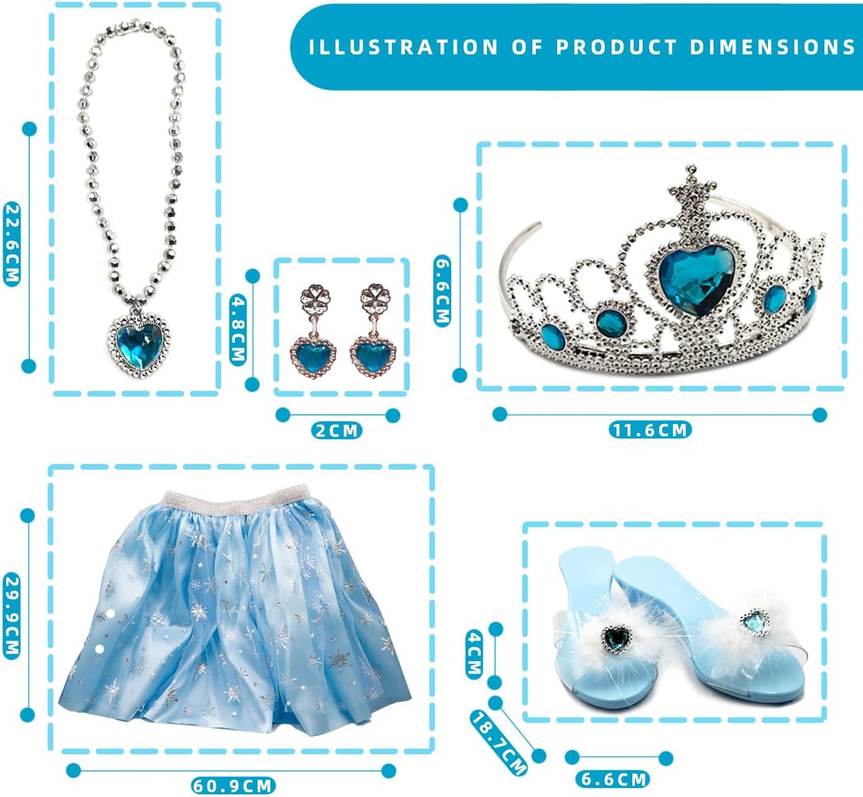 Princess Dress-Up Toys and Jewelry Set – Colorful Costumes with Skirts, Shoes, Crowns, and Accessories for Girls Ages 3-6, Perfect for Role Play and Dress-Up Fun