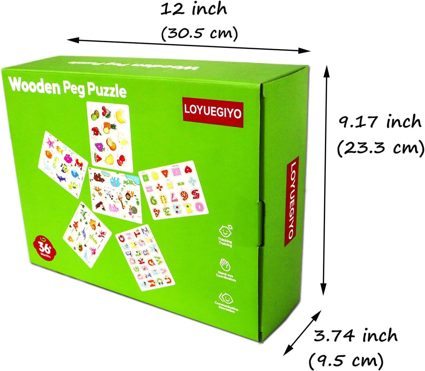 LOYUEGIYO 6PCS Toddler Wooden Peg Puzzle Toys for Age 2-4 3-5 Year Old Boys Girls,Educational Learning Sensory Toy,Puzzles for Toddlers Kids,Dinosaur&&Ocean&Alphabet&Number Shape&Animal&Fruit Puzzles