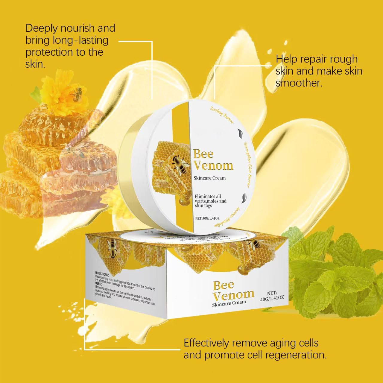 2Pcs Bee Venom Cream,Bee Venom Comprehensive Cream,Bee Venom Wart And Mark Removal Treatment,Face Moisturizer,Anti Inflammatory And Skin Nourishment Cream,Anti Aging Cream