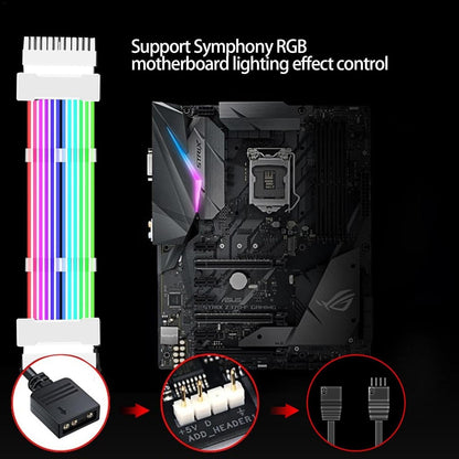 ATX Cable Extension | RGB Extension Cable with Light Effect|26.5cm ATX Supply Cables | ATX Cable Extension |Wire Extension ATX Energy Cable | Color Mode ARGB Cable Extension Kit Synchronized PSU Cable