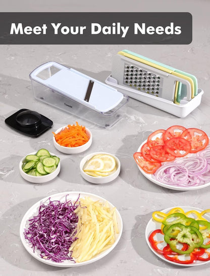 Geedel Mandoline Slicer for Kitchen, Potato Onion Slicer Vegetable Cutter, Cheese Grater Carrot Shredder Zucchini Julienner for Veggies, Cheese, Fruit, Salad