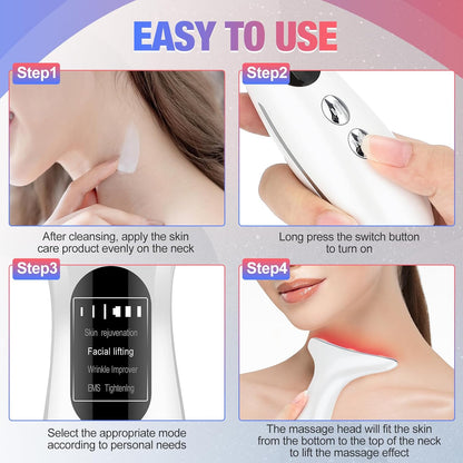 Face Massager for Neck Face, 3 Intensities, 4 Modes Face Firming Device for Neck Face, Portable Neck Face Lifting Device for Lifts and Tightens Skin, Firm Smooth, Black