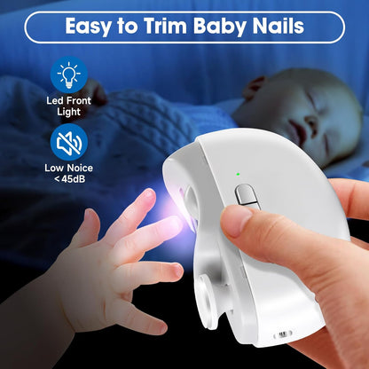 Electric Nail Clippers - 3 in 1 Baby Nail Clippers with LED & Catcher, 2-Speed Rechargeable Trimmer & Polisher, Safe Fingernail Care for Kids, Women, Seniors, Caregivers