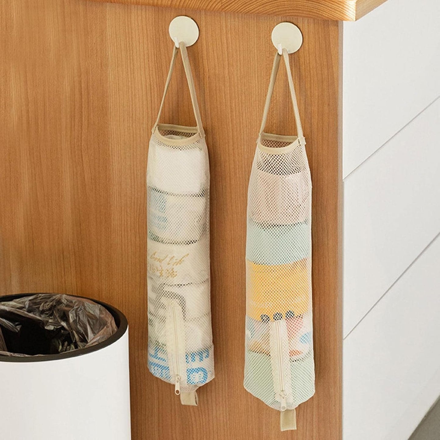 Mesh Onion Storage Bags, Reusable Wall Mount Garbage Bag Dispenser, Kitchen Organizer for Shopping & Storage, Washable, Eco -Friendly, for Home Rv Camper Storage Astray