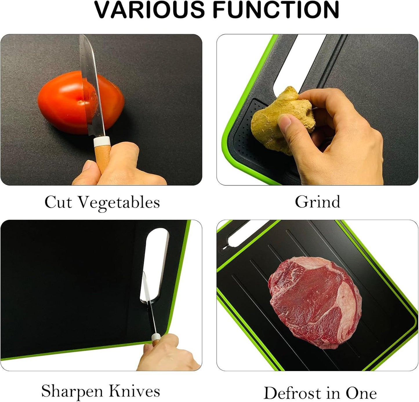 ZACHMEST Quick Defrosting Board, 4 in 1 Thawing Plate Cutting Board with Knife Sharpener, Fast Thaw Meat ï¼† Frozen Food, Defrosting Tray with Grater Chopping Board(14.37"*9.84")
