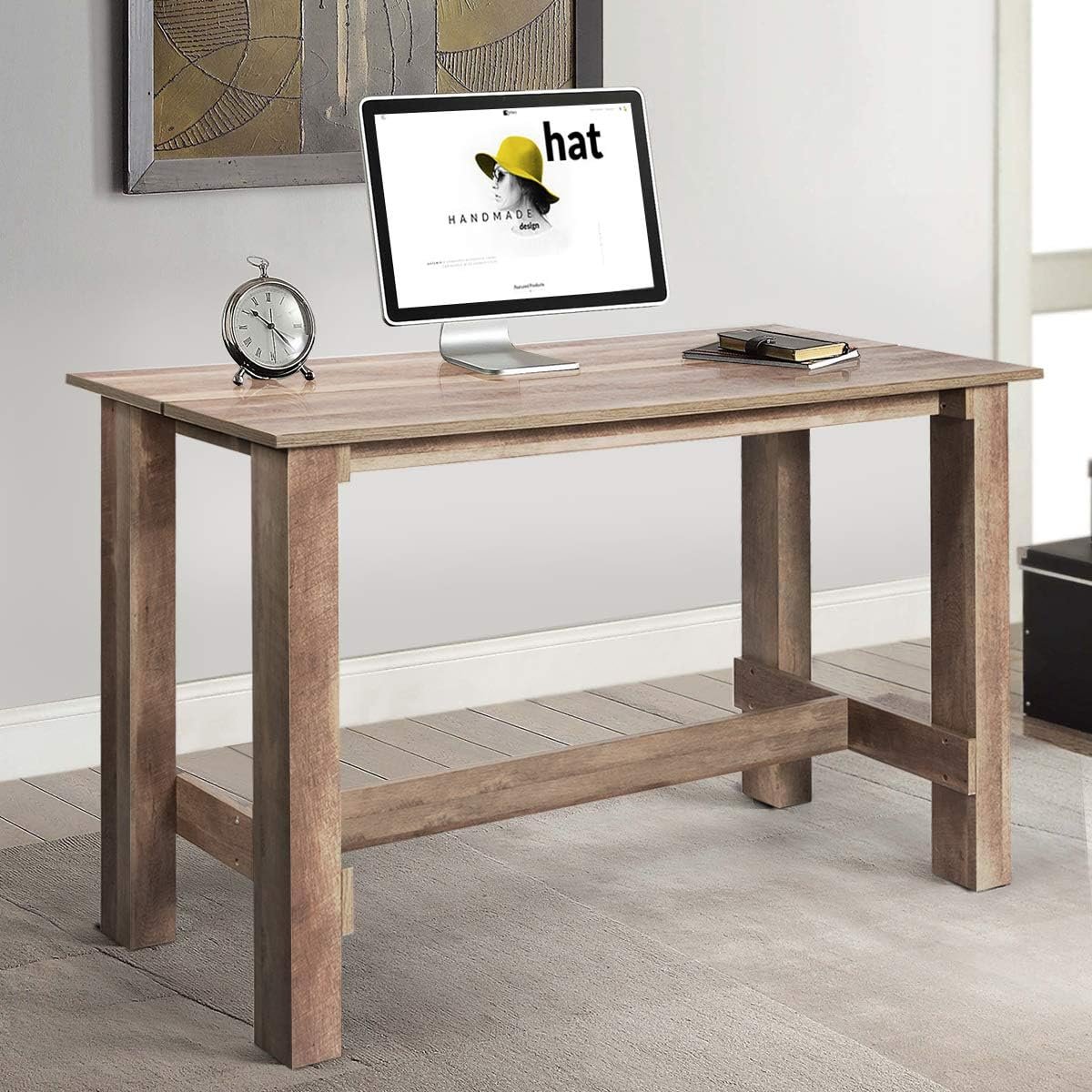 Giantex Counter Height Dining Table, 55”L x25.5”W x35.5”H Rectangular Counter Table, Multifunctional Table for Dining Room, Kitchen, Bar, Pub, Bistro