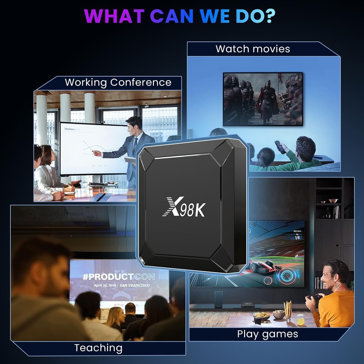 Android 13.0 TV Box, LEFFOT X98K Smart 4K Ultra HD Streaming Device for TV with HDR10+, Rockchip RK3528A Quad-Core ARM Cortex-A53, 4GB RAM 32GB ROM, Dual-Band WiFi 6, BT5.0