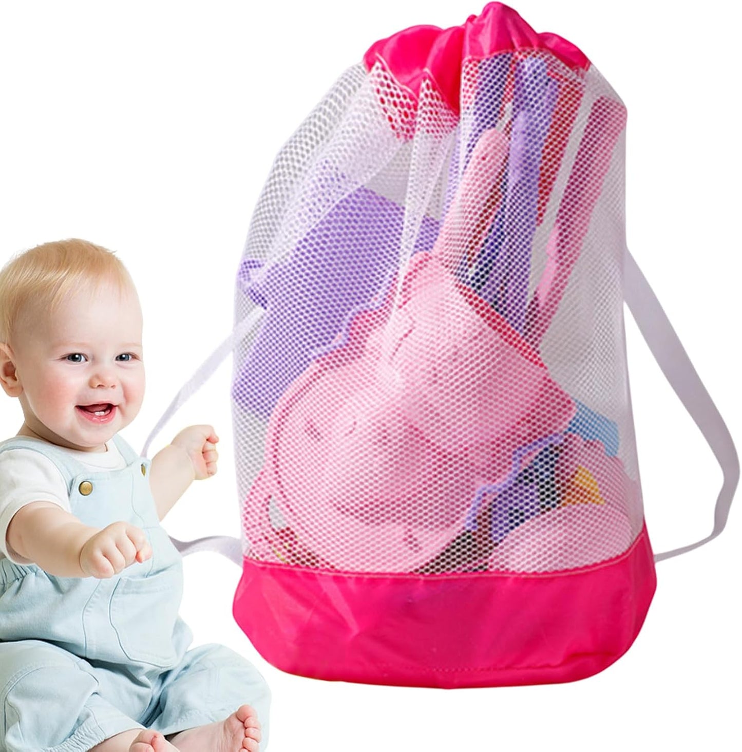 Nuyhgtr Beach Toys Kids, Travel Sand Toys with Foldable Bucket Mesh Bag, Includes Molds, Rake, Shovel, Summer Game to Boys, Girls, Compact Outdoor Play Set for Vacation And Sandbox Fun