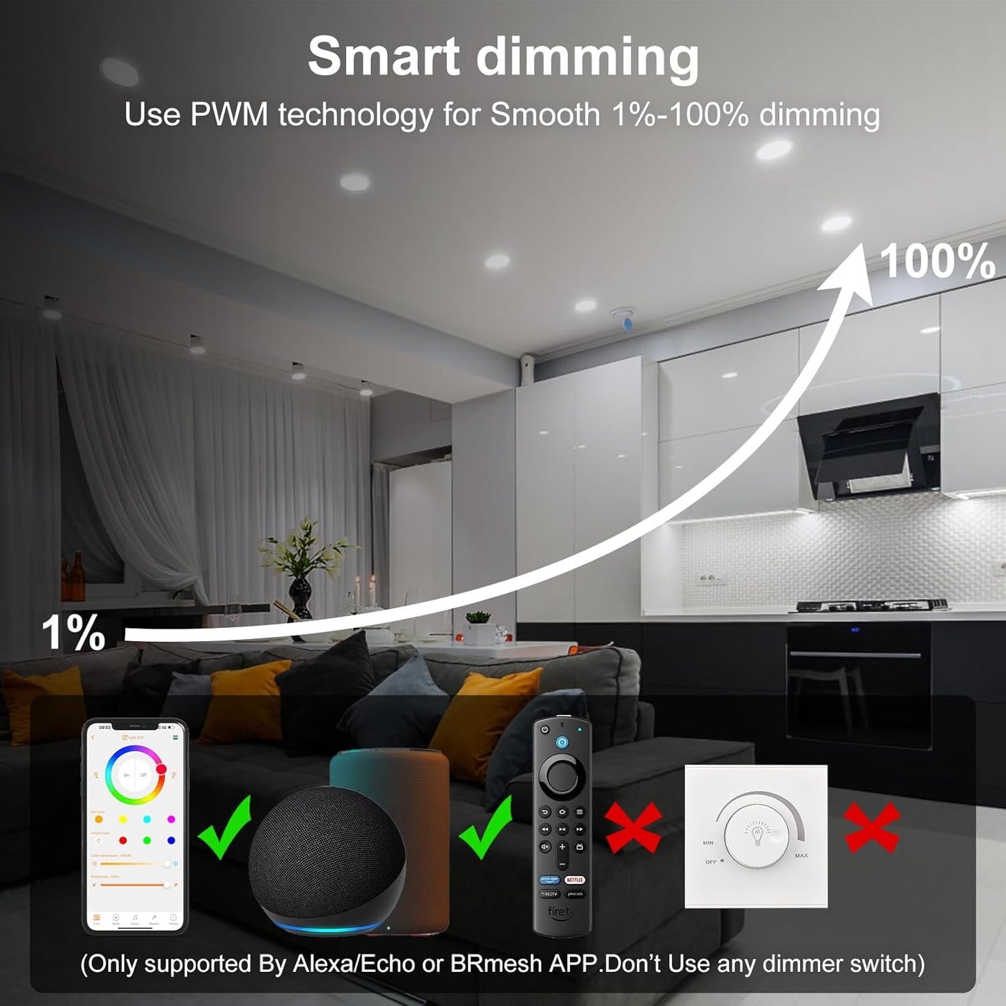 Smart Recessed Lighting 4 Inch RGBCW Color Changing 12W Recessed Ceiling Light with Junction Box,1080LM Canless LED Downlight Compatible with Alexa,Dimmable by Bluetooth Control -12Pack