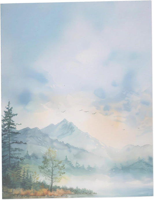 Morning Lake Stationery Paper for Writing Letters - 60 Sheets - Inkjet/Laser Printer Compatible Stationary